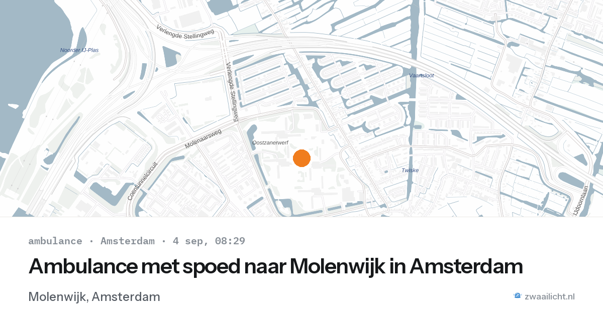 Ambulance met spoed naar Molenwijk in Amsterdam — 4 sep 2026