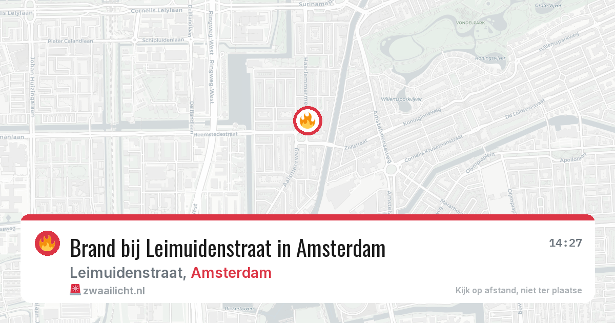Brand bij Leimuidenstraat in Amsterdam — 6 aug 2026