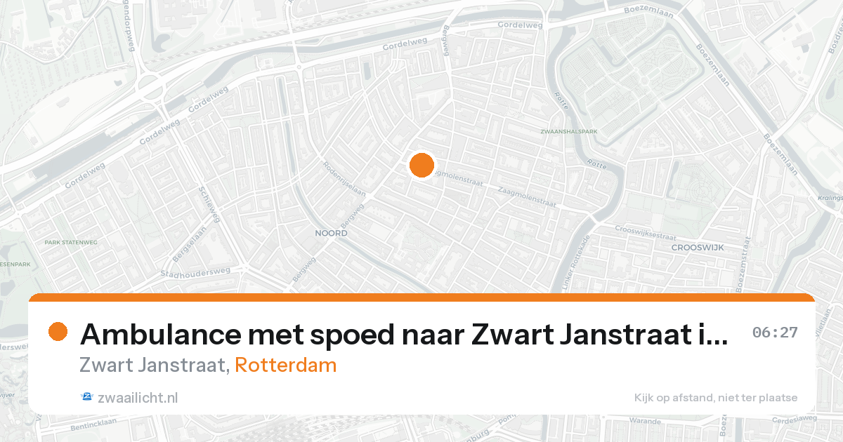 Ambulance met spoed naar Zwart Janstraat in Rotterdam — 15 aug 2026