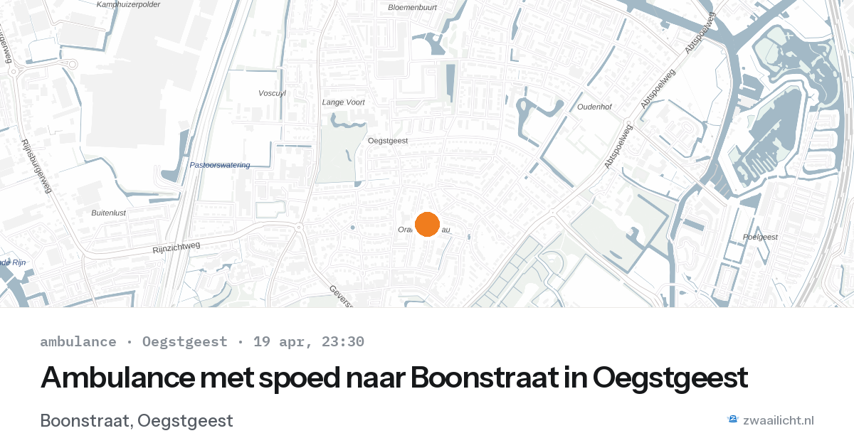 Ambulance met spoed naar Boonstraat in Oegstgeest — 19 apr 2026