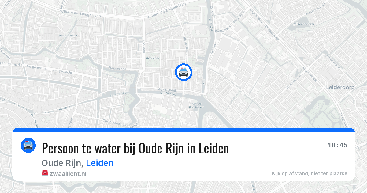 Persoon te water bij Oude Rijn in Leiden — 12 jun 2026