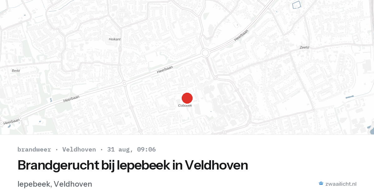 Brandgerucht bij Iepebeek in Veldhoven — 31 aug 2026