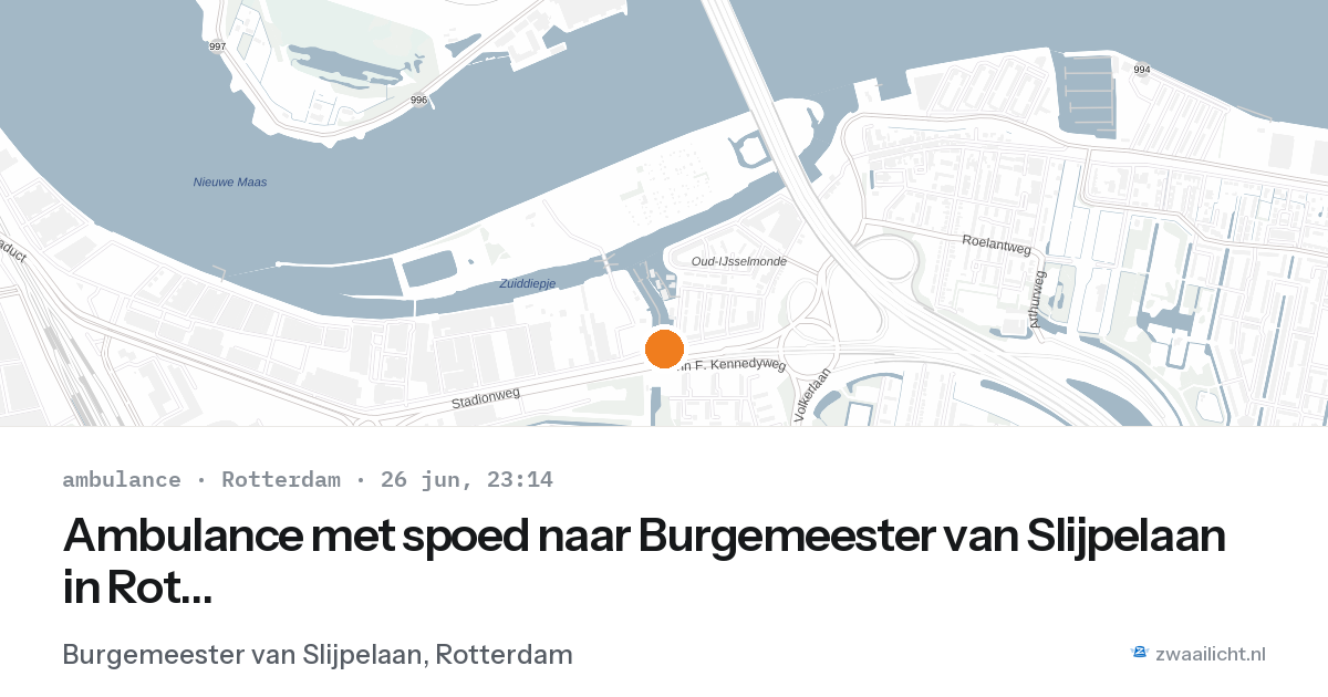 Ambulance met spoed naar Burgemeester van Slijpelaan in Rotterdam — 26 jun 2026