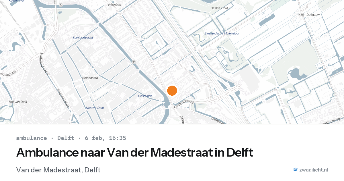 Ambulance naar Van der Madestraat in Delft — 6 feb 2026