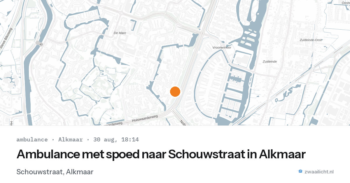 Ambulance met spoed naar Schouwstraat in Alkmaar — 30 aug 2026