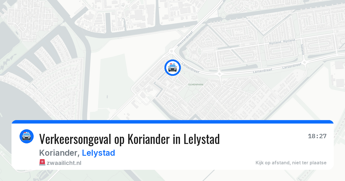 Verkeersongeval op Koriander in Lelystad — 22 mrt 2026
