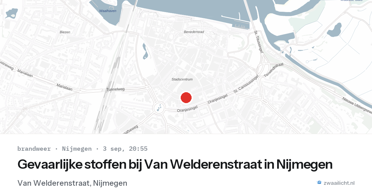 Gevaarlijke stoffen bij Van Welderenstraat in Nijmegen — 3 sep 2026