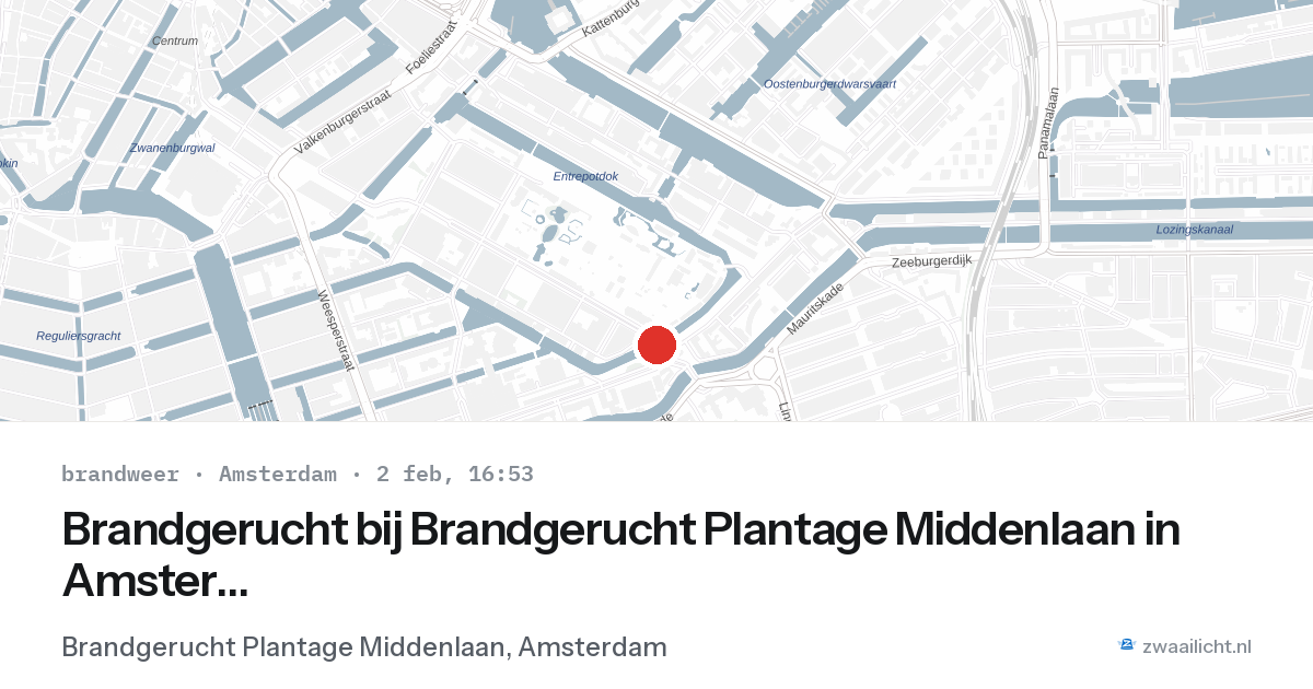 Brandgerucht bij Brandgerucht Plantage Middenlaan in Amsterdam — 2 feb 2026