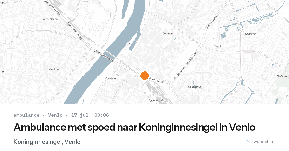 Ambulance met spoed naar Koninginnesingel in Venlo — 16 jul 2026