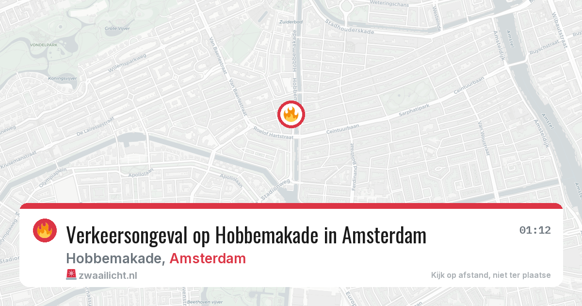 Verkeersongeval op Hobbemakade in Amsterdam — 1 aug 2026