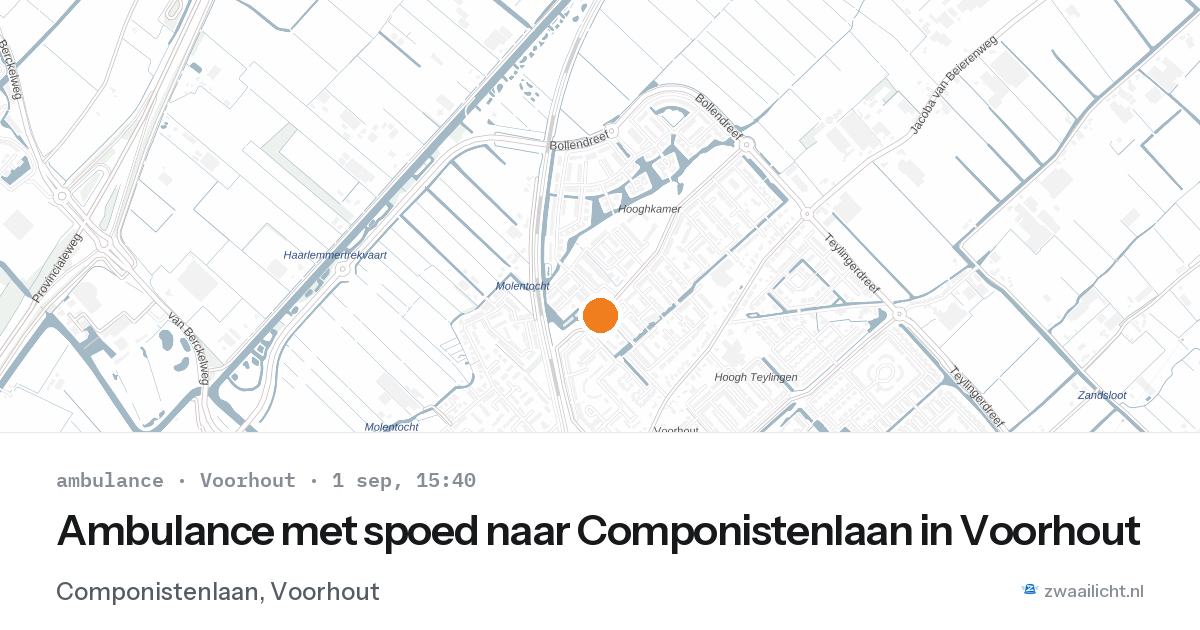 Ambulance met spoed naar Componistenlaan in Voorhout — 1 sep 2026