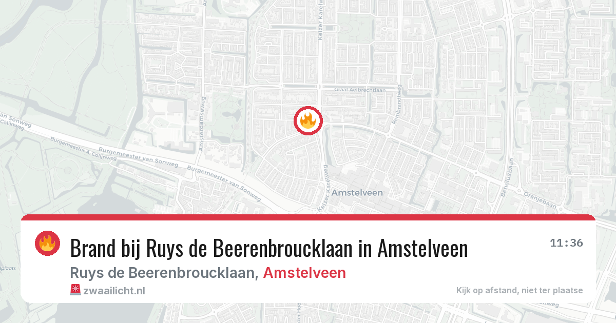 Brand bij Ruys de Beerenbroucklaan in Amstelveen — 15 jul 2026