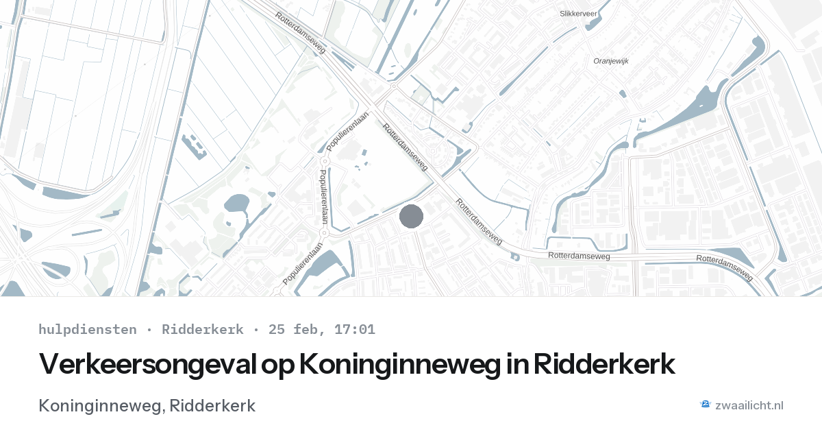 Verkeersongeval op Koninginneweg in Ridderkerk — 25 feb 2026