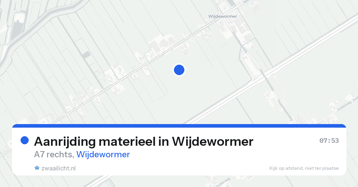 Aanrijding materieel in Wijdewormer — 17 aug 2026