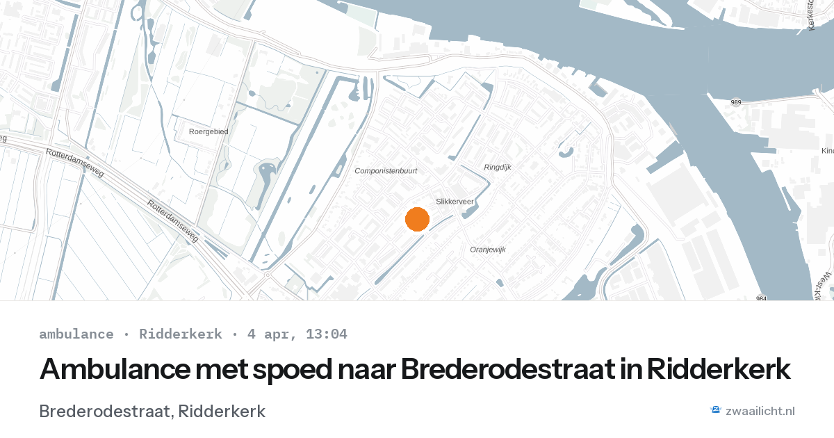 Ambulance met spoed naar Brederodestraat in Ridderkerk — 4 apr 2026