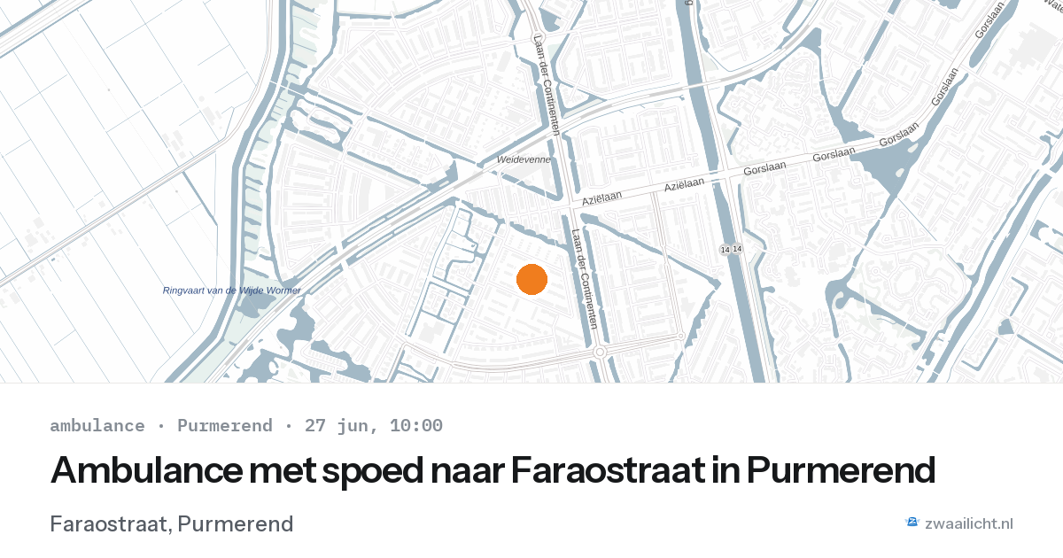 Ambulance met spoed naar Faraostraat in Purmerend — 27 jun 2026