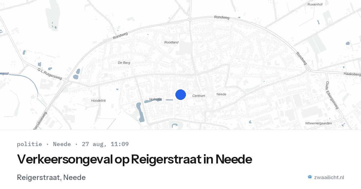 Verkeersongeval op Reigerstraat in Neede — 27 aug 2026