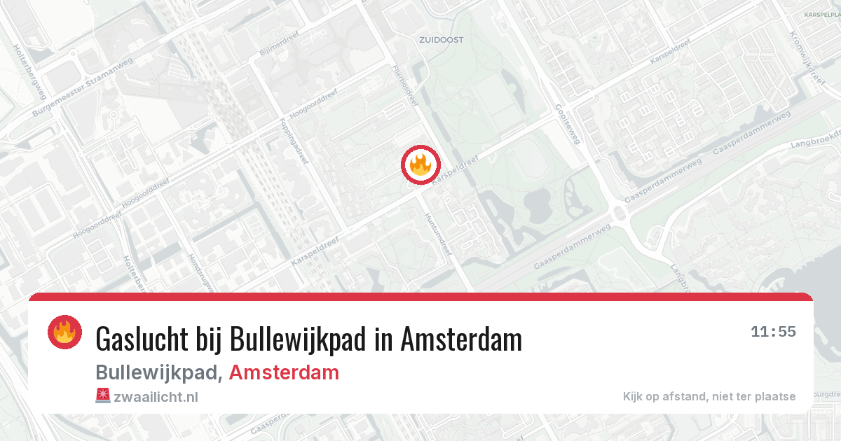Gaslucht bij Bullewijkpad in Amsterdam — 12 aug 2026