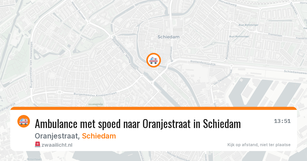 Ambulance met spoed naar Oranjestraat in Schiedam — 21 jun 2026