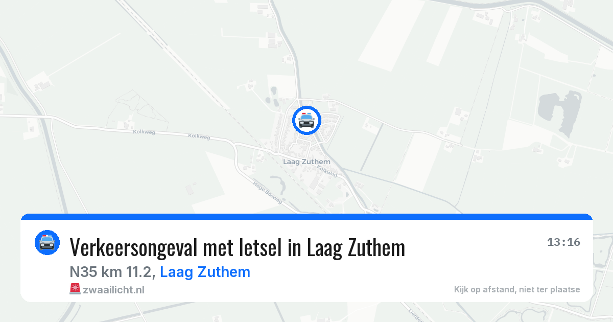 Verkeersongeval met letsel in Laag Zuthem — 24 apr 2026