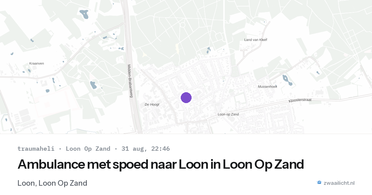 Ambulance met spoed naar Loon in Loon Op Zand — 31 aug 2026