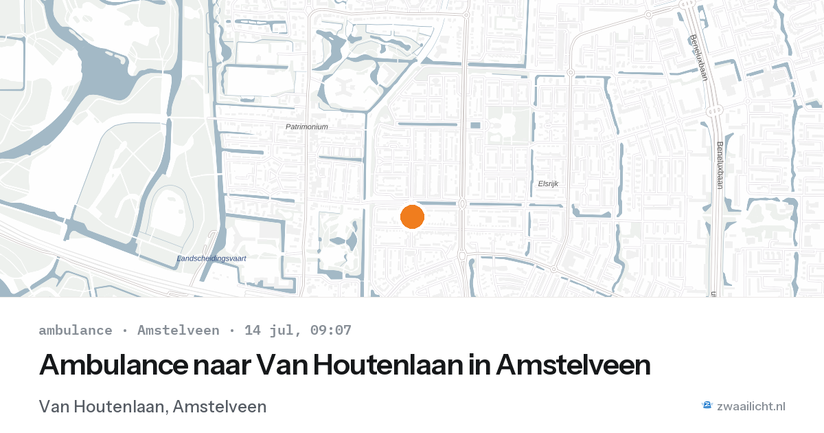 Ambulance naar Van Houtenlaan in Amstelveen — 14 jul 2026