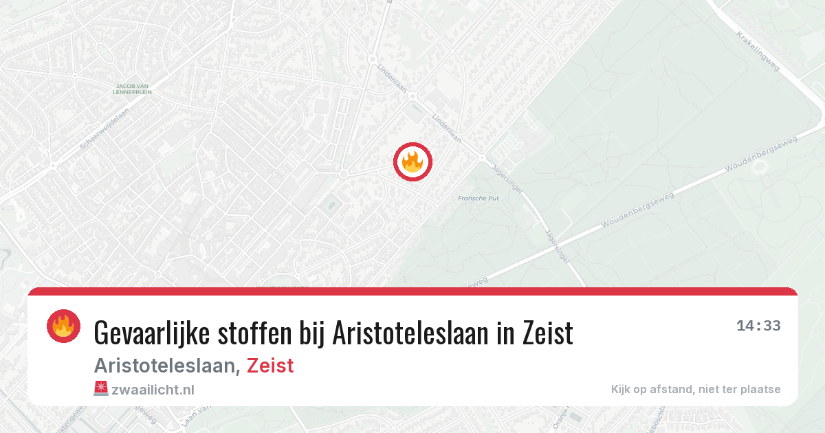 Gevaarlijke stoffen bij Aristoteleslaan in Zeist — 10 jun 2026