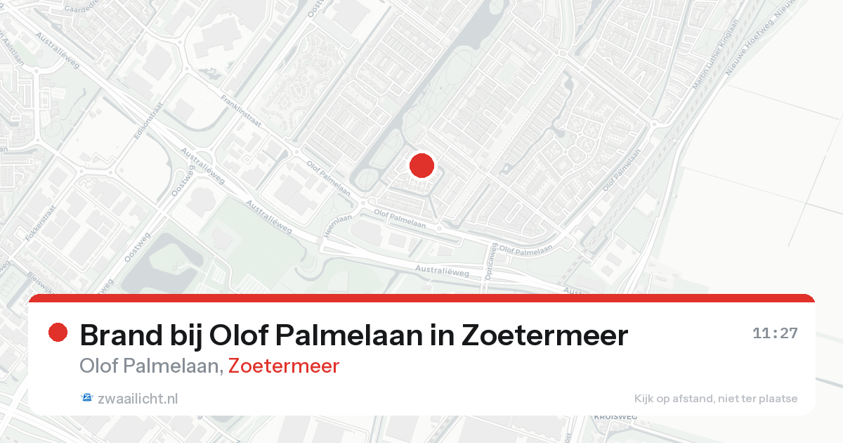 Brand bij Olof Palmelaan in Zoetermeer — 21 aug 2026