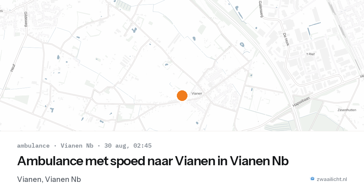Ambulance met spoed naar Vianen in Vianen Nb — 30 aug 2026