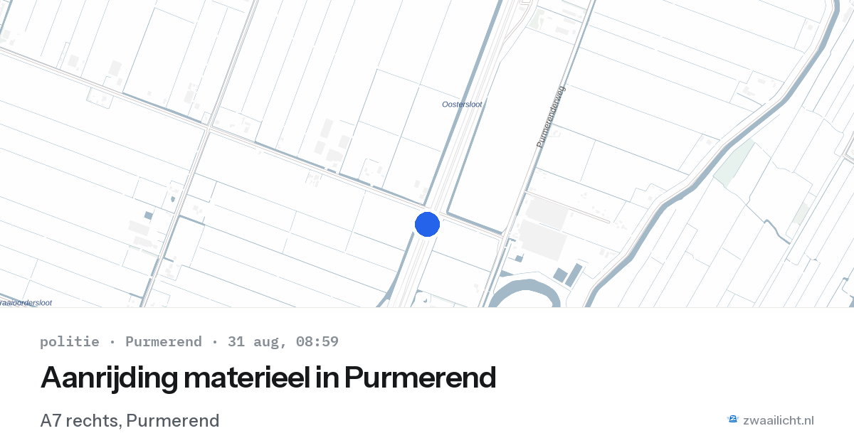 Aanrijding materieel in Purmerend — 31 aug 2026