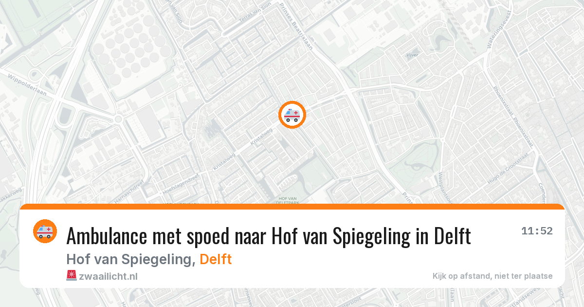 Ambulance met spoed naar Hof van Spiegeling in Delft — 13 aug 2026