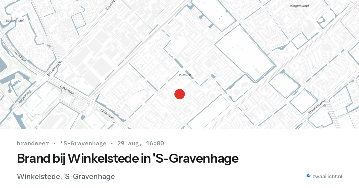 Brand bij Winkelstede in 'S-Gravenhage — 29 aug 2026