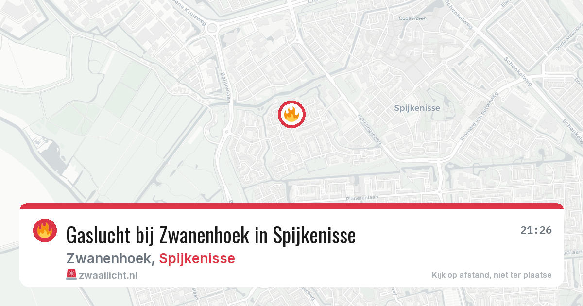 Gaslucht bij Zwanenhoek in Spijkenisse — 27 jun 2026