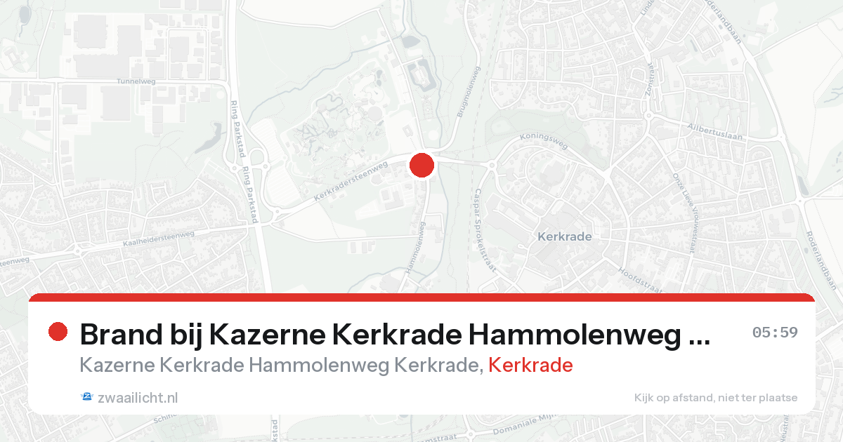 Brand bij Kazerne Kerkrade Hammolenweg Kerkrade in Kerkrade — 18 aug 2026
