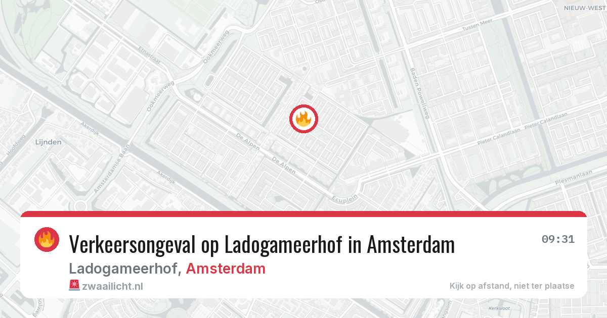 Verkeersongeval op Ladogameerhof in Amsterdam — 13 aug 2026