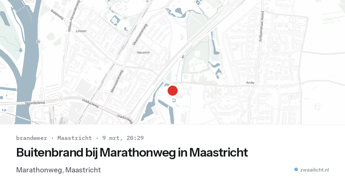 Buitenbrand bij Marathonweg in Maastricht — 9 mrt 2026