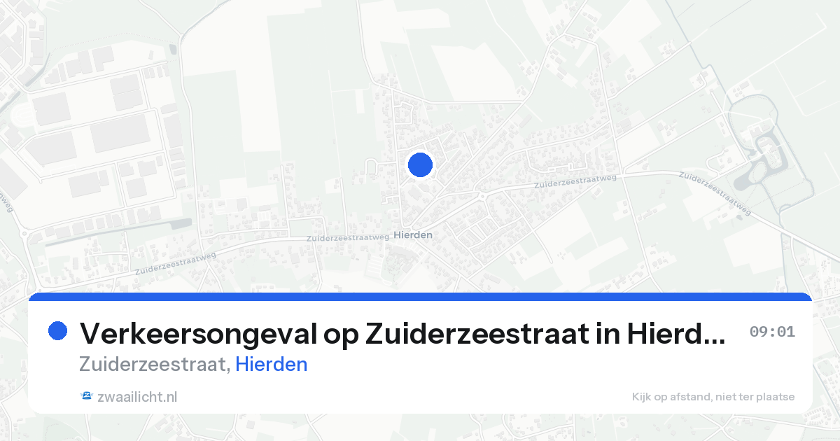 Verkeersongeval op Zuiderzeestraat in Hierden — 12 aug 2026