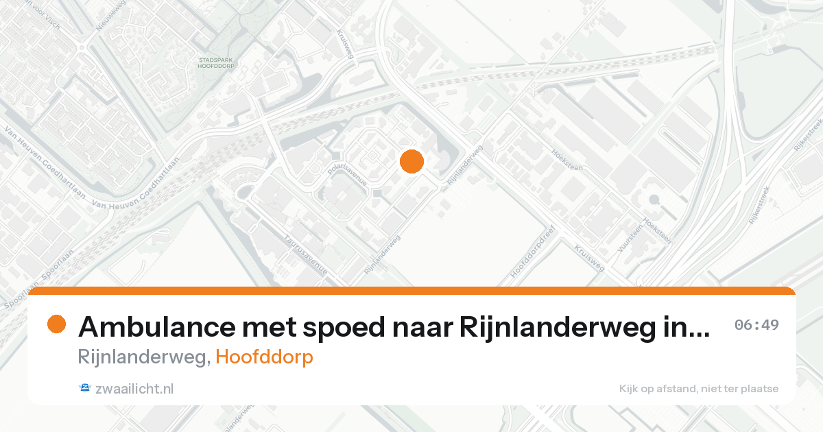 Ambulance met spoed naar Rijnlanderweg in Hoofddorp — 20 aug 2026