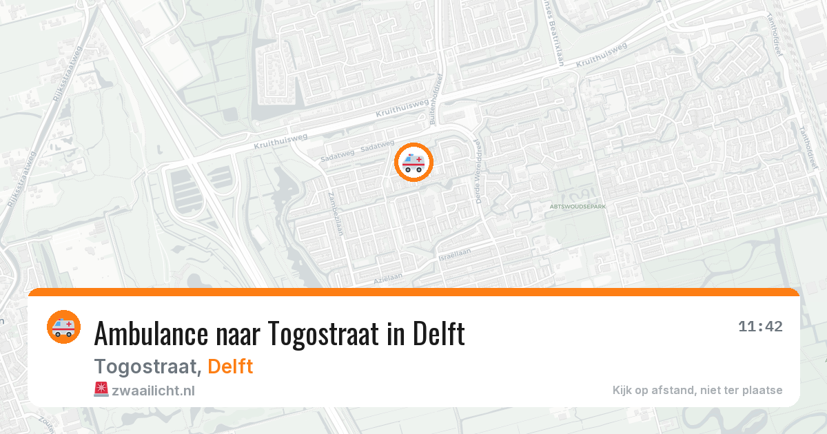 Ambulance naar Togostraat in Delft — 3 aug 2026