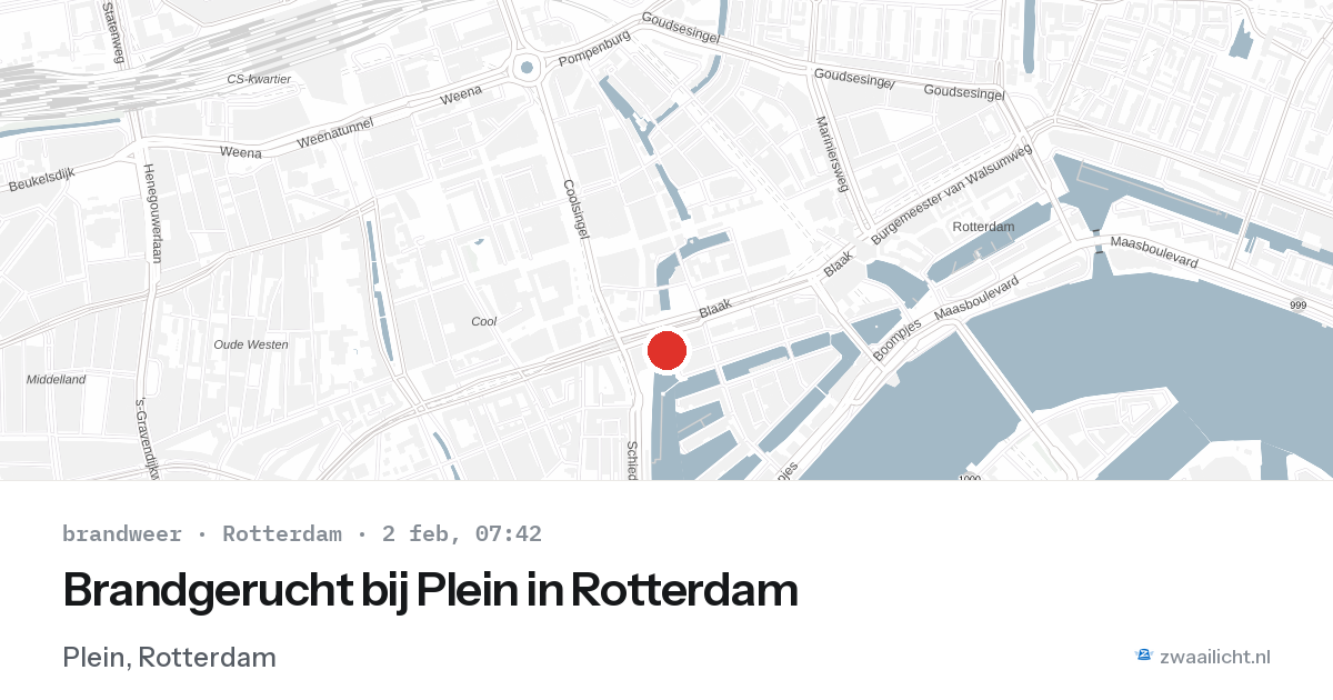 Brandgerucht bij Plein in Rotterdam — 2 feb 2026