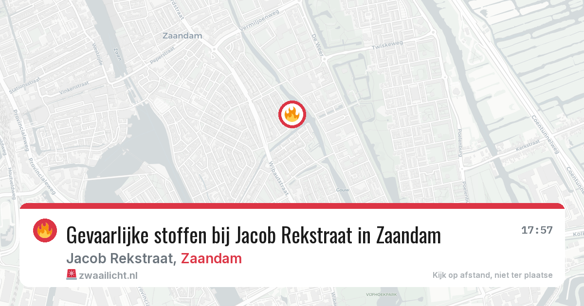 Gevaarlijke stoffen bij Jacob Rekstraat in Zaandam — 9 aug 2026