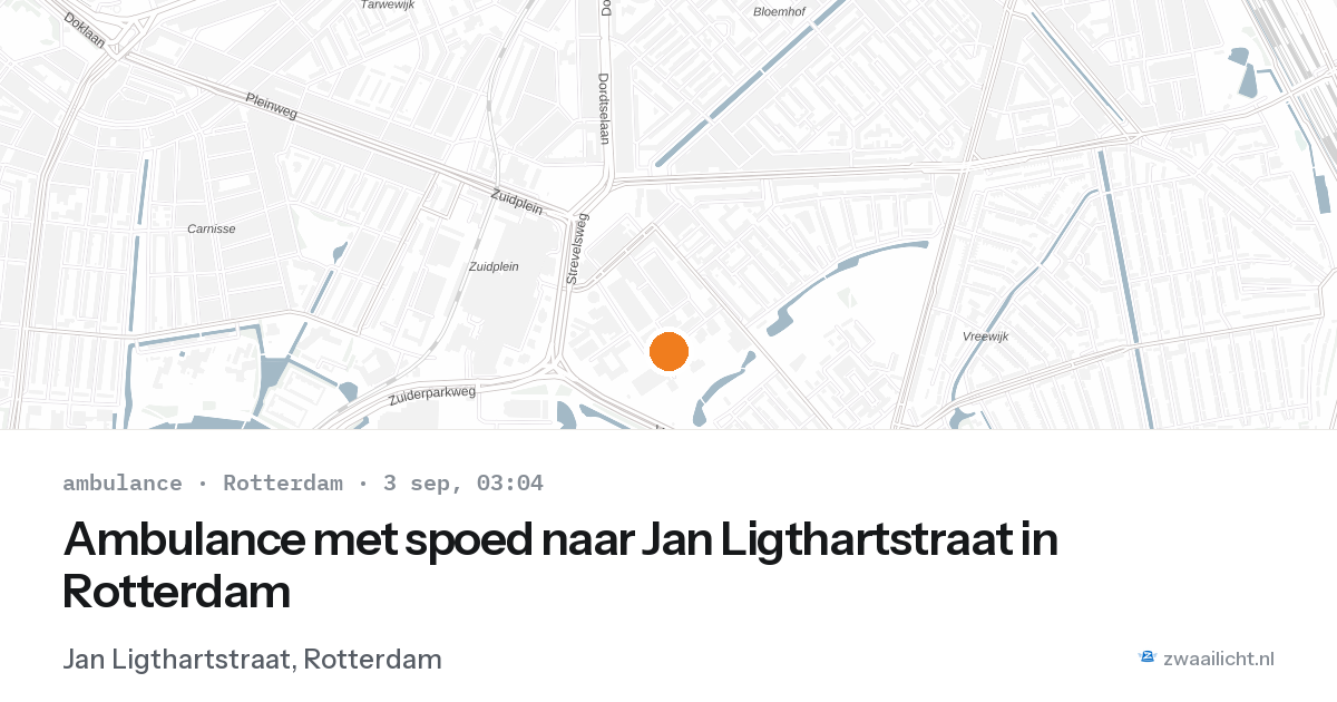 Ambulance met spoed naar Jan Ligthartstraat in Rotterdam — 3 sep 2026