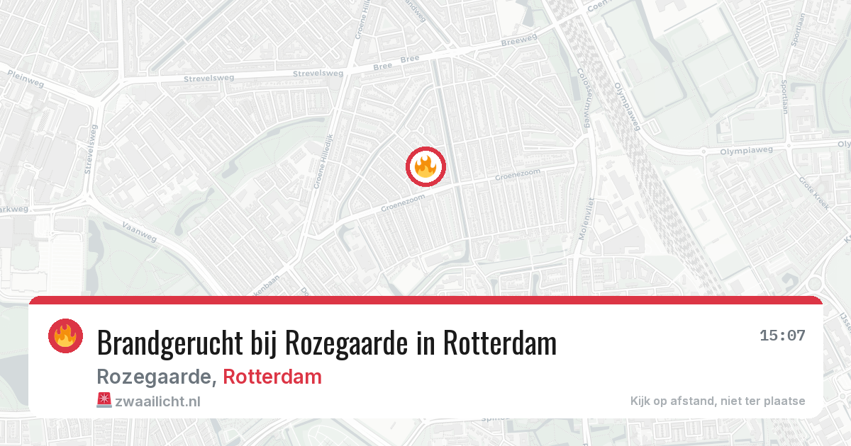 Brandgerucht bij Rozegaarde in Rotterdam — 29 jan 2026