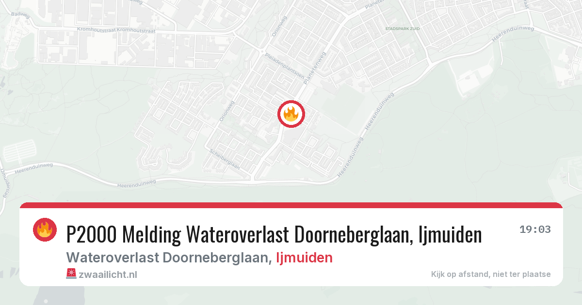 P2000 Melding Wateroverlast Doorneberglaan, Ijmuiden — 8 feb 2026