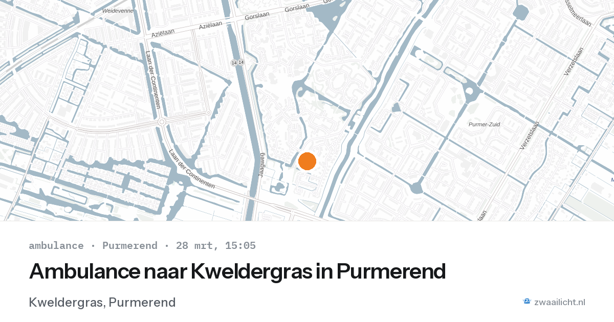 Ambulance naar Kweldergras in Purmerend — 28 mrt 2026