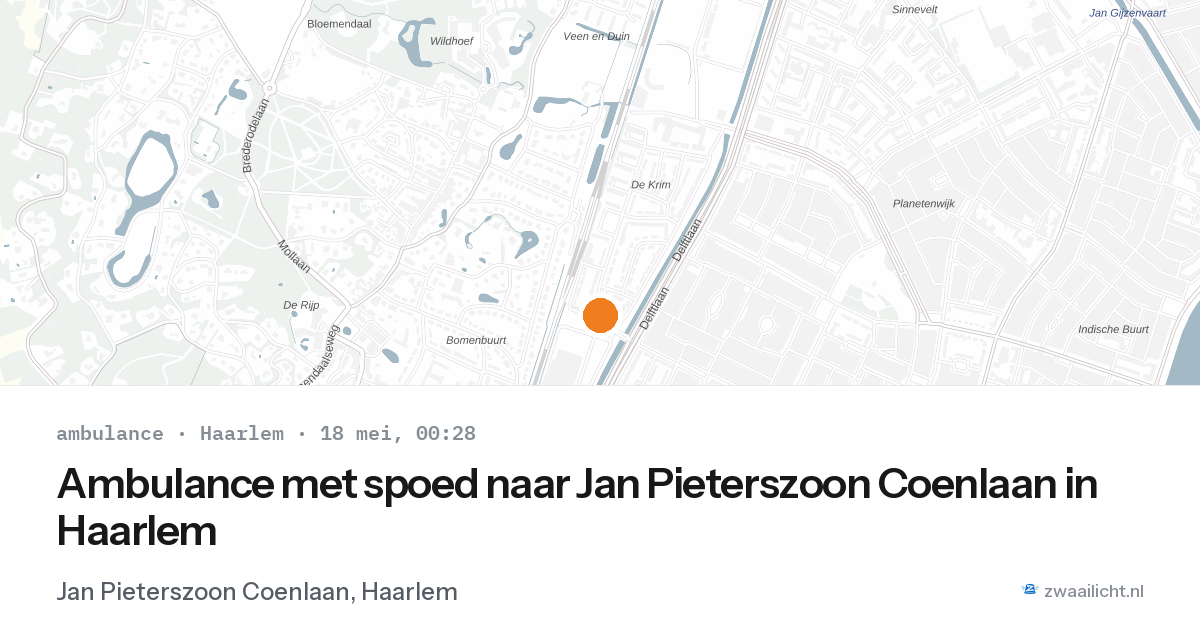 Ambulance met spoed naar Jan Pieterszoon Coenlaan in Haarlem — 17 mei 2026
