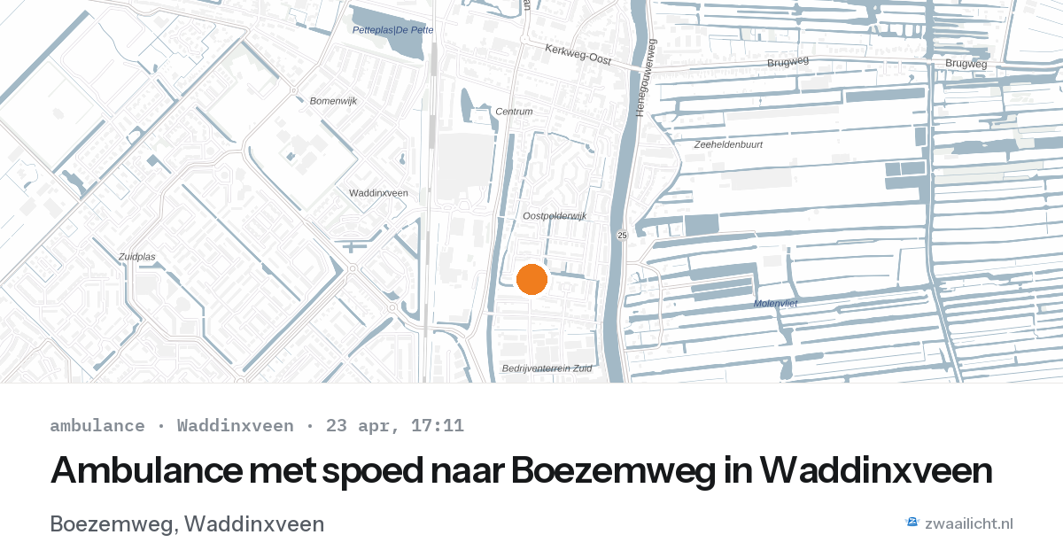 Ambulance met spoed naar Boezemweg in Waddinxveen — 23 apr 2026