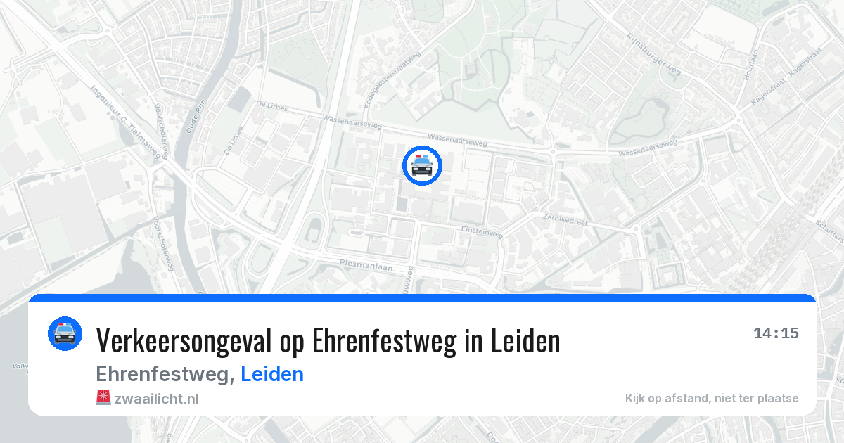 Verkeersongeval op Ehrenfestweg in Leiden — 29 jul 2026