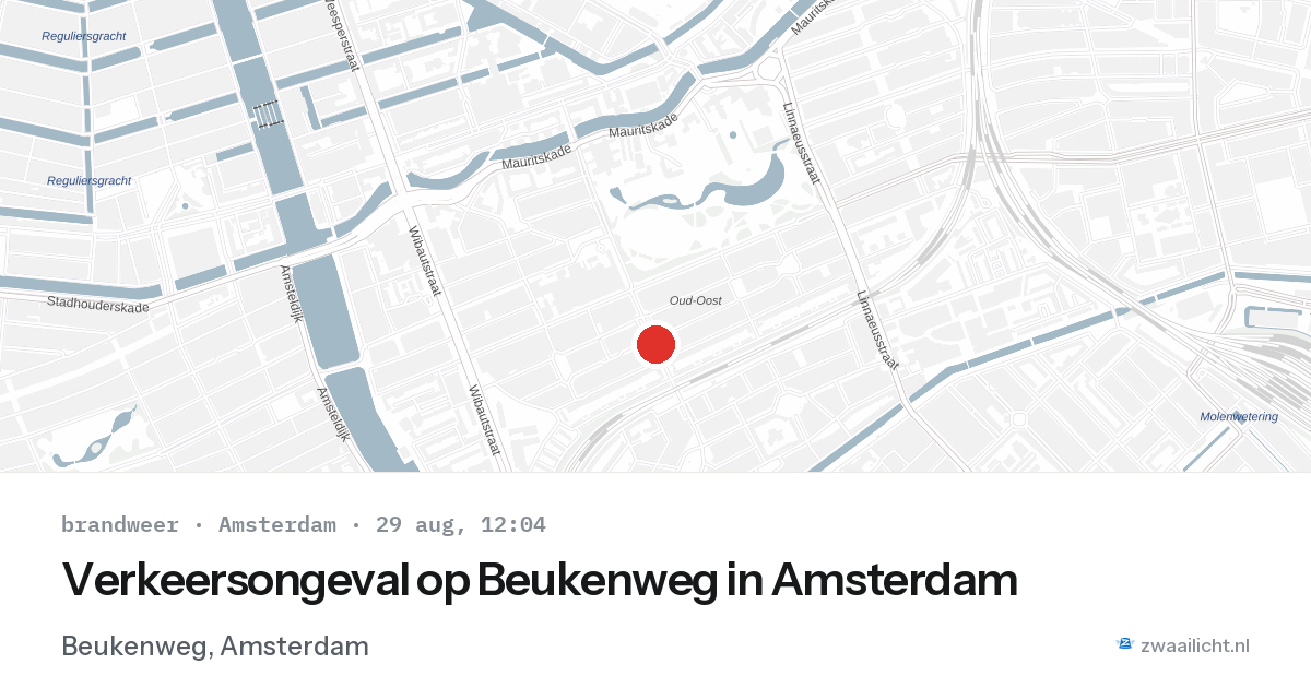 Verkeersongeval op Beukenweg in Amsterdam — 29 aug 2026