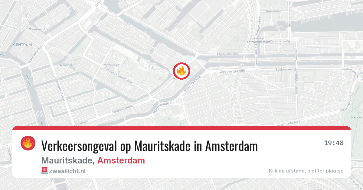 Verkeersongeval op Mauritskade in Amsterdam — 10 mrt 2026